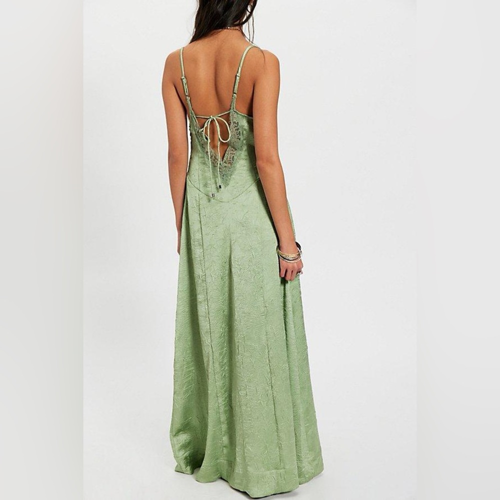 NWT Free People Maybe Forever Slip Dress soft moss - Picture 4 of 8